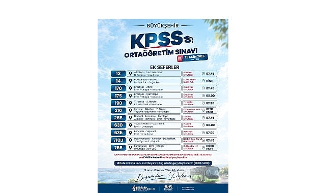 Kocaeli'de KPSS için özel otobüs seferleri başlıyor